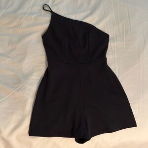 Crystal Sky Asymmetrical Black Romper - new with tag